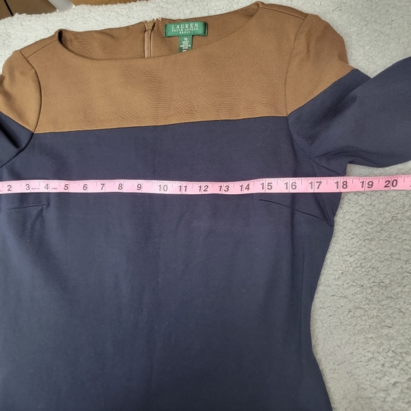 Lauren Ralph Lauren sheath Dress Color Block Stretch Long Sleeves sz 10 - Picture 6 of 10